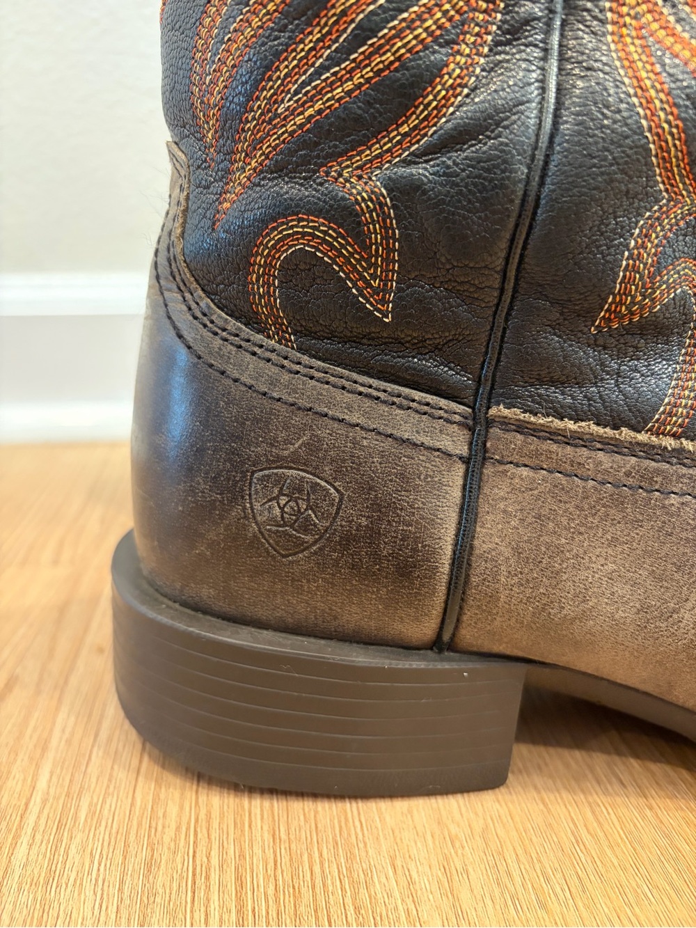 Ariat Brown Foot with Black Shaft Western Cowboy Boots - Picture 4 of 9